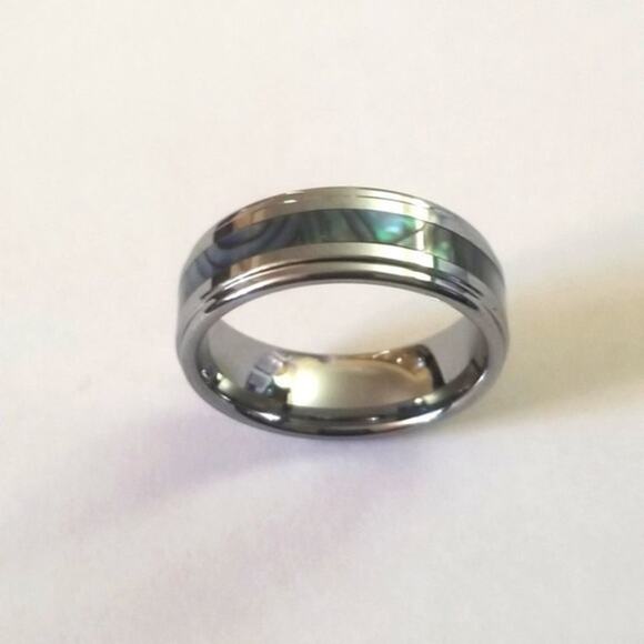 New Tungsten carbide Abalone Inlay Center Ring‎ size 13 - Picture 7 of 7